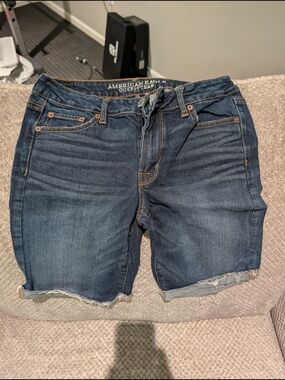 American Eagle Outfitters Dark Blue Denim Skinny Bermuda Shorts
